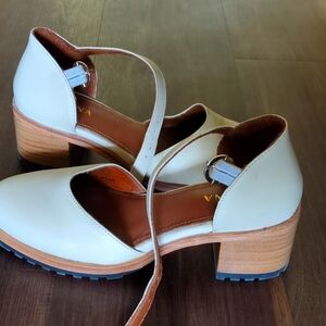 Portland Leather /Patina White Leather Mary Jane's